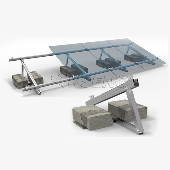 Flat roof solar ballast mounting system optimized for fast and efficient installation